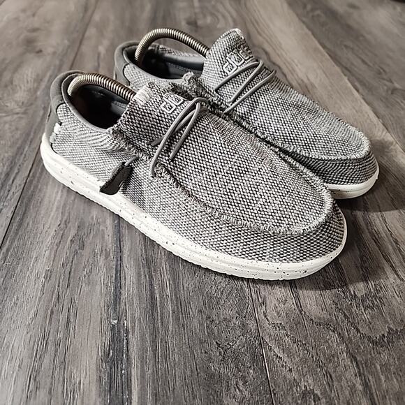 Hey Dude Shoes - Hey Dude Light Grey Stretch Shoes Size 10